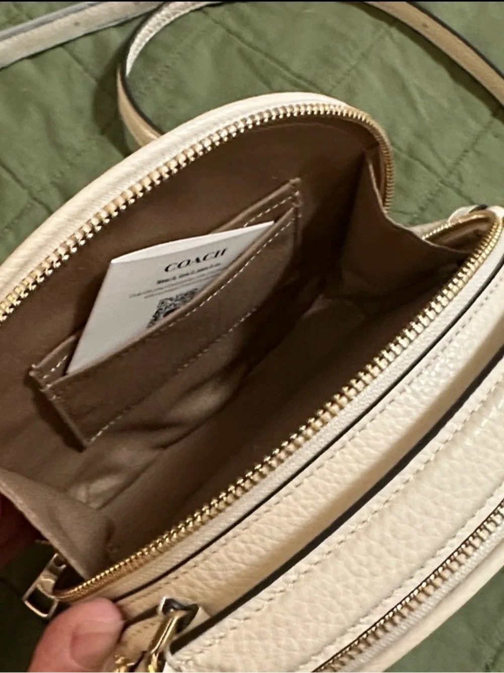 Coach White Round Crossbody Bag with Gold Logo